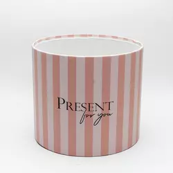Круглая коробка для цветов Present for you d=18 cм, h=16 см без крышки картонная розово-черная