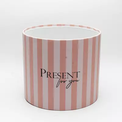 Кругла коробка для квітів Present for you d=18 см, h=16 см без кришки рожево-чорна картонна