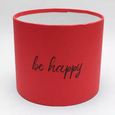 Кругла коробка для квітів картонна be happy d=16 см, h=14 см щільна червона