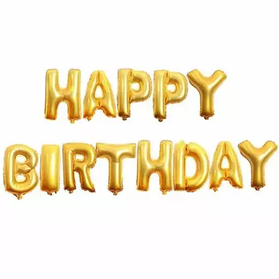 Набір повітряних куль 13 шт фольгованих h=38 см Happy birthday золоті