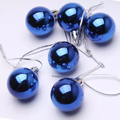 Новогодние шарики d=3 см Пластик блестящие синие