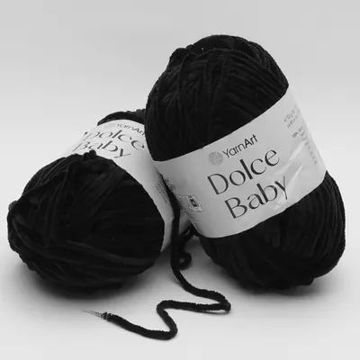 Плюшевая пряжа YarnArt Dolce Baby (Дольче Бэби) №742 черная 50 гр., 85 м