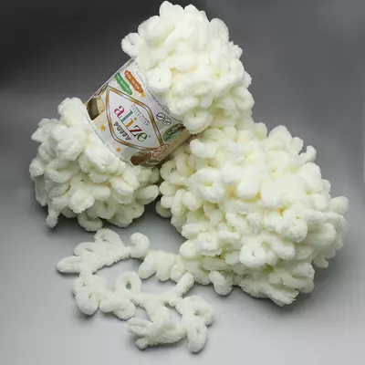 Пряжа Alize Puffy (Алізе Пуффі) №62 кремова 100 гр., 9,2 м