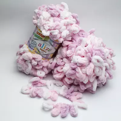 Пряжа Alize Puffy Color (Алізе Пуффі Колор) №6051 рожево-бузкова 100 гр., 9,2 м