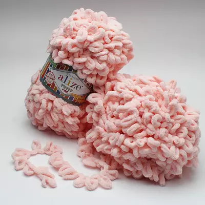Пряжа Alize Puffy Fine (Алізе Пуффі Файн) №340 світло-рожева 100 гр., 14 м.