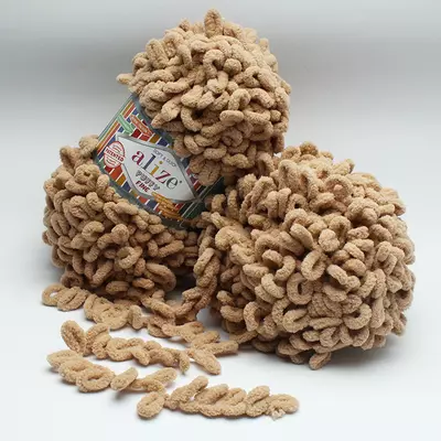 Пряжа Alize Puffy Fine (Алізе Пуффі Файн) №415 світло-коричнева 100 гр., 14 м