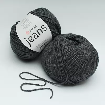 Пряжа бавовна з акрилом YarnArt Jeans(ЯрнАрт Джинс) №28 темний графіт 50 гр., 160 м