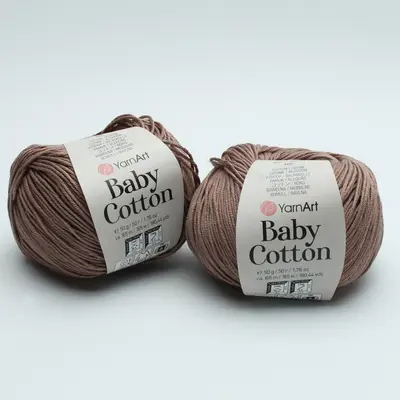 Пряжа хлопок с акрилом YarnArt Baby Cotton (ЯрнАрт Бэби Котон) №407 кофе с молоком 50 гр., 160 м