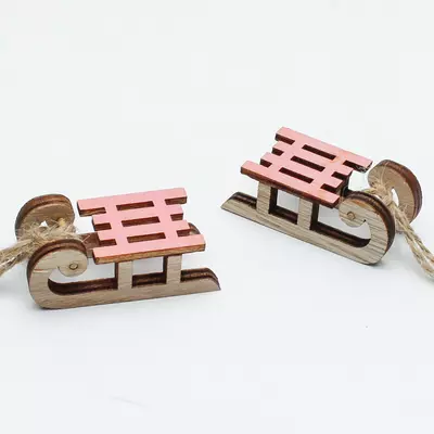 Санки для декора деревянные 4,7х2,2 см, h=2 cм мини розовые