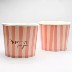 Стакан для цветов картонный водостойкий Present for you d=17 cм, h=14,5 cм розовый