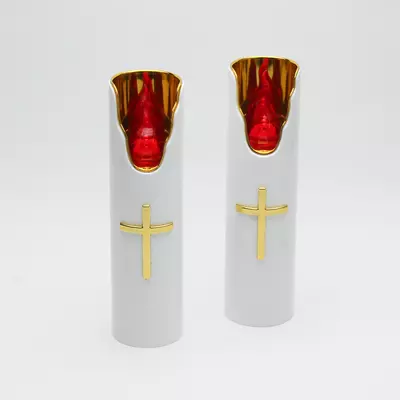 Свічка світлодіодна LED Лампадка d=5 см, h=17,5 см на батарейках біла