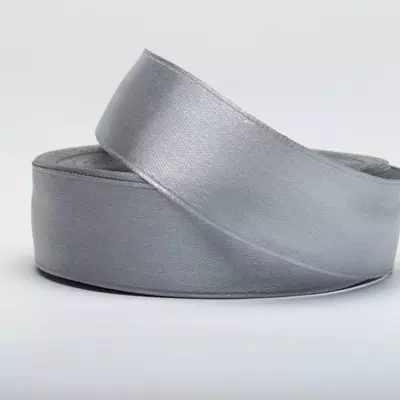 Лента атласная 2,5 см серая(серебро)