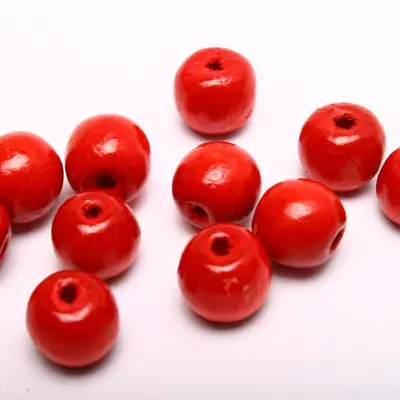Бусины деревянные 1,3 см красные