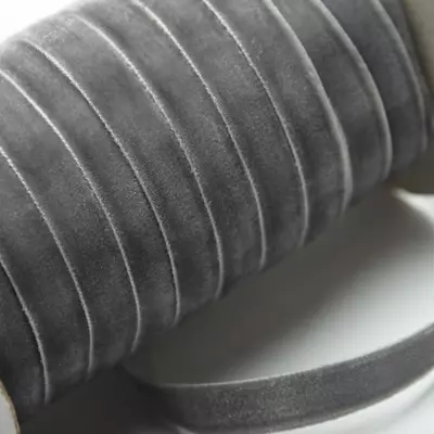 Бархатная лента 1 см грифельная