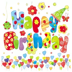 Серветка для декупажу 33x33 см Happy Birthday 18,5 г / м2