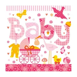 Серветка для декупажу 33x33 см Baby, рожеві 18,5 г / м2