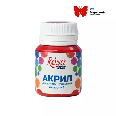 Краска акриловая для декора глянцевая 20 мл Rosa красная