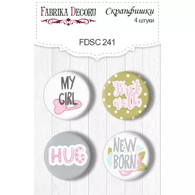 Фішки для скрапбукінгу металеві набір d = 25 мм New born