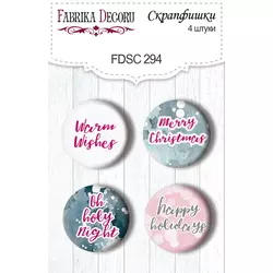 Фішки для скрапбукінгу металеві набір d = 25 мм Merry Christmas