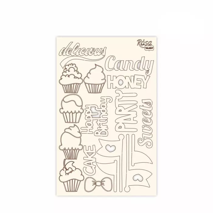 Чіпборд для скрапбукінгу 12,8х20см Cake delicious 1 білий картон 