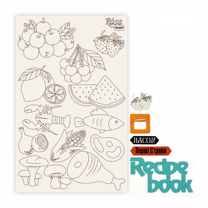 Чіпборд для скрапбукінгу 12,6х20 см Recipe book 4 білий картон 