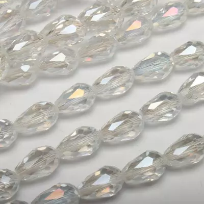 Хрустальные бусины капля АВ 8х11 мм прозрачные бесцветные