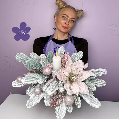 DIY MK Підсвічник новорічний рожевий на 1 свічку 