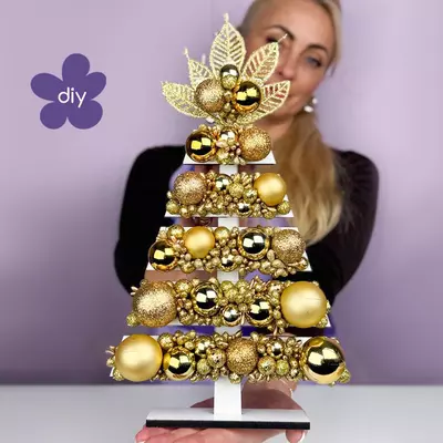 DIY MK Ялинка новорічна з золотими кульками