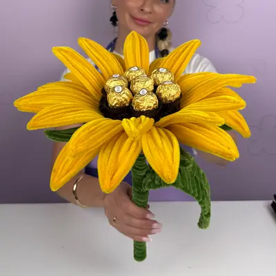 Набір + відео МК Мега соняшник з синельного дроту
